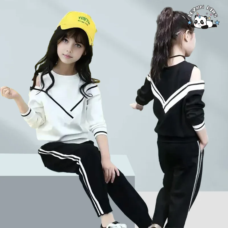 LEZONKIDS - Spring Autumn Hoodie Sports Suits Little Girls Clothing Sets Girls' Clothing SetsLong Sleeve Children Set
